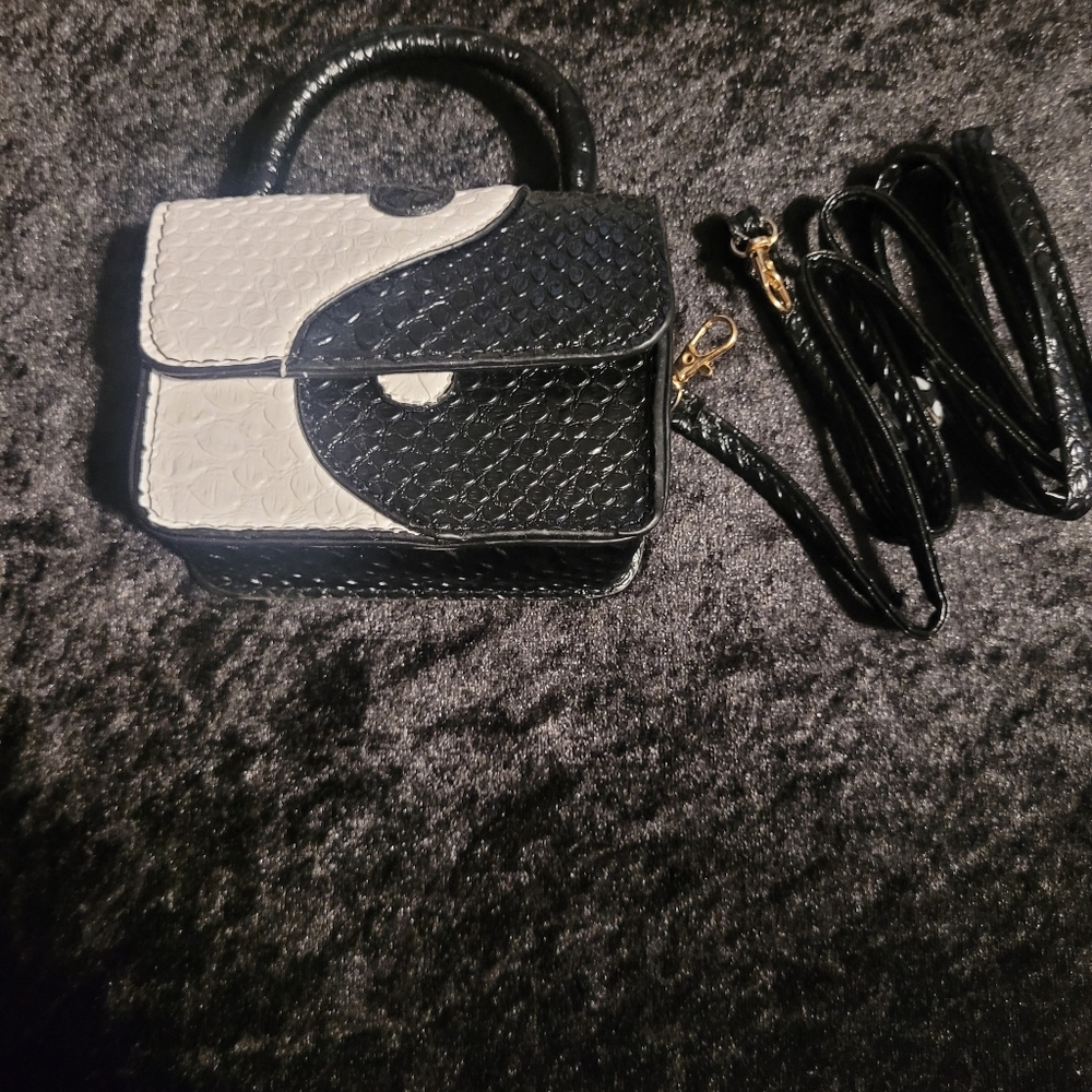black and white purse